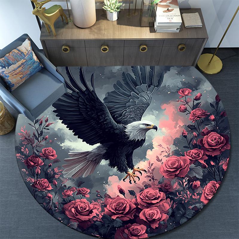 Raven Round Area Rug,Carpet Rug for Living Room Bedroom Sofa Playroom Decor,Non-slip Floor Mat