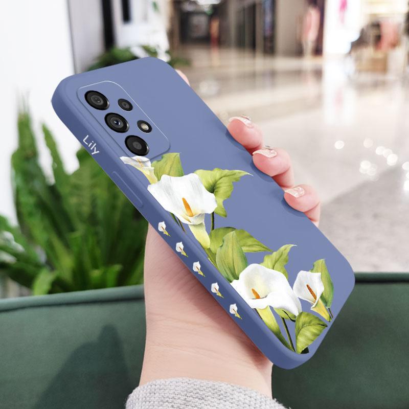 Green Lily Phone Case For Samsung A16 A06 A73 A53 A33 A23 A15 A25 A35 A55 A13 A03S A04 A04S A72 A52S A32 A22 A12 4G 5G
