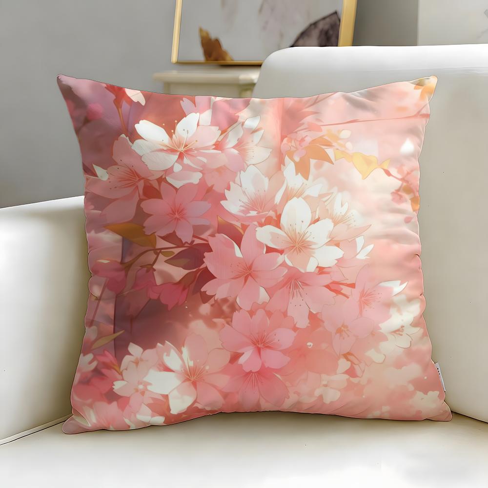 Light Pink Gentle Petals Cushion Cover Soft & Easy-Wash Pillow Case – Versatile For Couch, Bed, Travel And Office