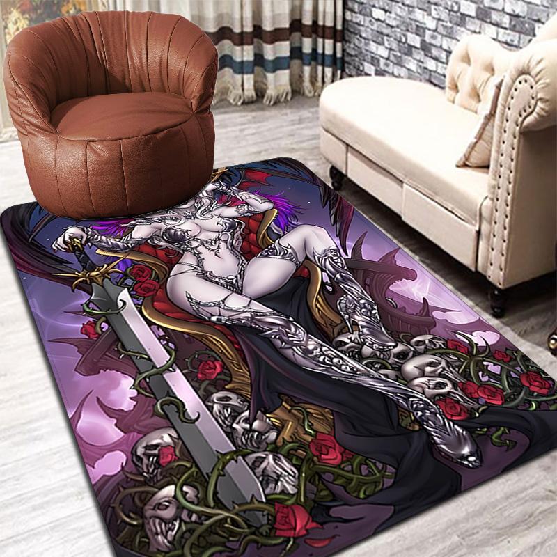 Gothic Skull & Bat Rug Floor Mat for Living Room or Bedroom Soft and Comfortable Carpet a Gift for Birthday and Holiday.SFF0917306
