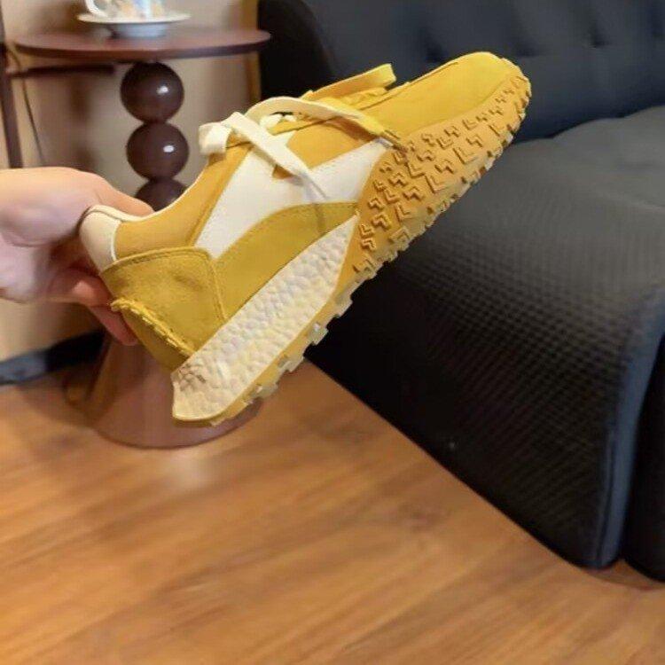 Raspberry Pink Inner Height Increase Forrest Gump Shoes Women's 2025 New Small Platform German Training Shoes Spring and Autumn Fashion Casual Shoes