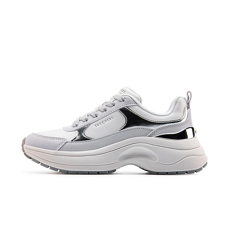 Skechers Sports Shoes Women White Low Top Dad Shoes Fashion Comfortable Breathable Height Increasing 177447-WHT