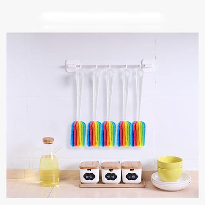 Homeglen Rainbow Long Handle Sponge Cup Cleaning Brush - 5 Pack