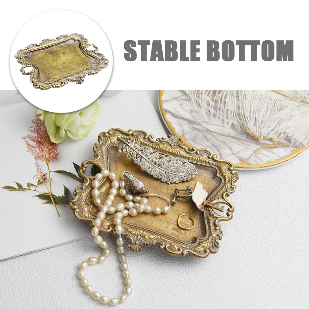  Metal Jewelry Tray Bracelets Decorative Vintage Necklace Holder Bracket Organizer Alloy for Women Travel Dish