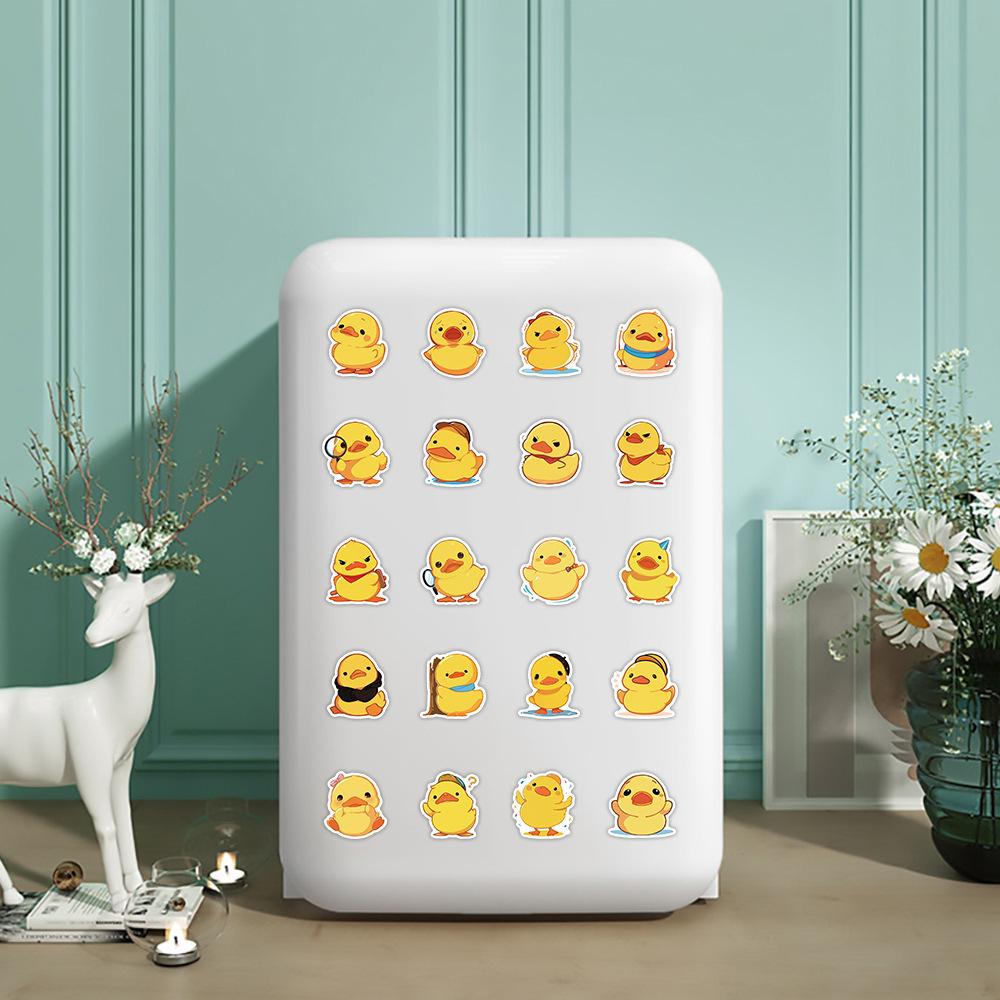 50PCS Cute Yellow Duck Sticker Children Award Decals Stationery Phone Laptop Water Bottle Luggage Desk Door Waterproof Stickers