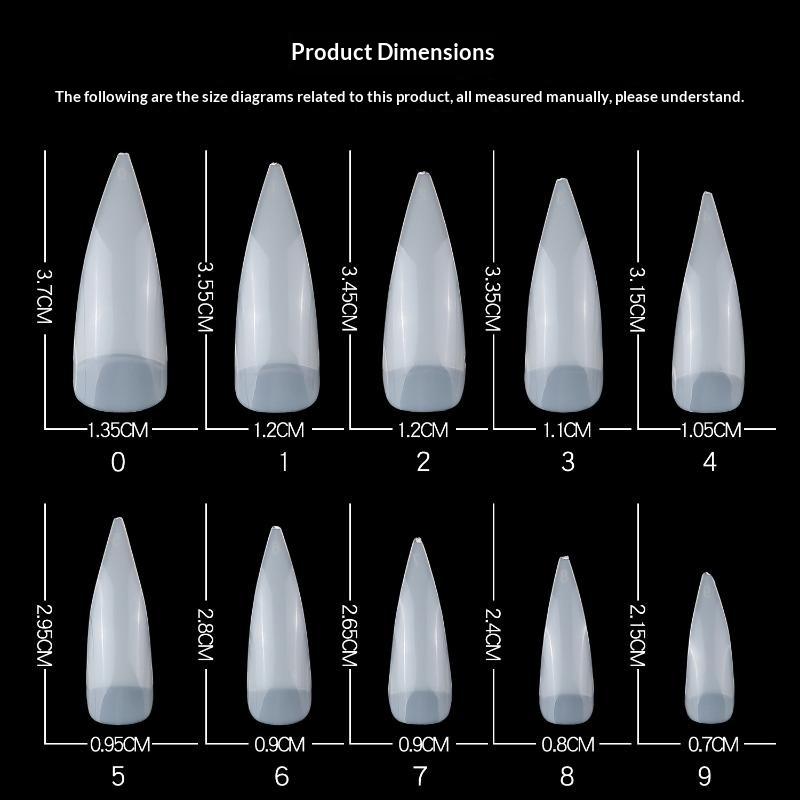 500Pcs/Box Diy Manicure Extension Tools Stiletto Nail Tips Transparent False Press On Acrylic Nails Mixed Size Fake Nails