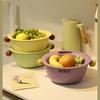 Kitchen Fruit Tray Removable Double Layer Fruit and Vegetable Basin Draining Basket Creative Household Washing Basket