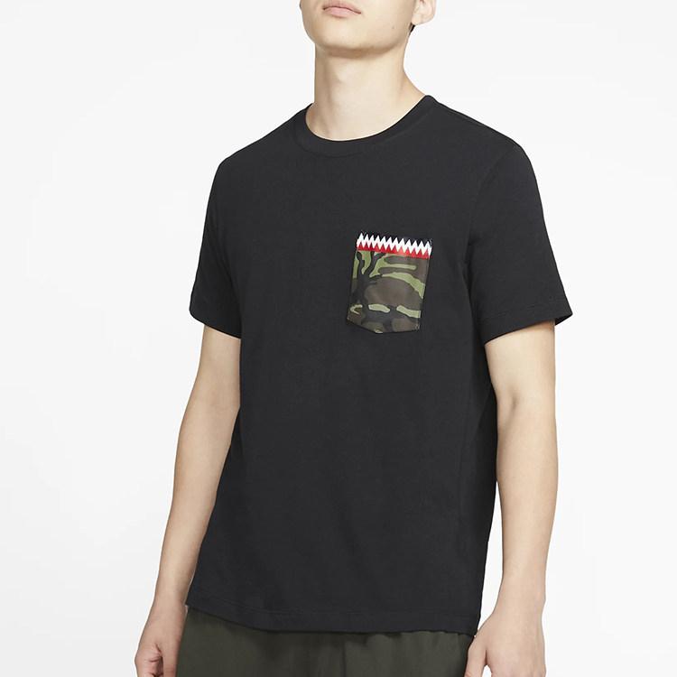 Nike Shark Tooth Pattern Sports Casual Pocket Short Sleeve T-Shirt Men Tops Black CJ6197-010