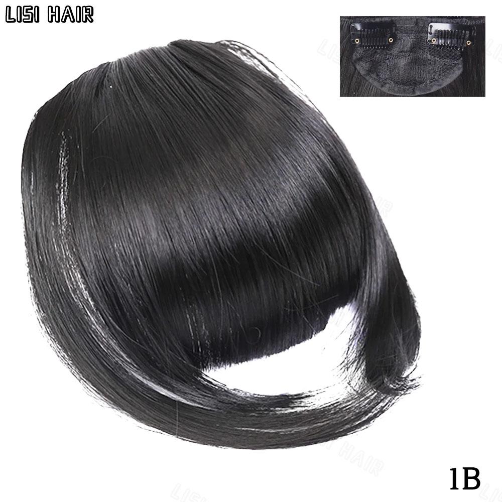 LISI HAIR Synthetic Straight Hair With Bangs 2 Clips In Hair Extensions Fake Fringe False Hairpiece For Women Wear