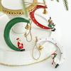 Christmas Pendant Moon Shape Design Christmas Elements Snowman Santa Claus Elk Hanging Pendant Holiday Atmosphere Ornament
