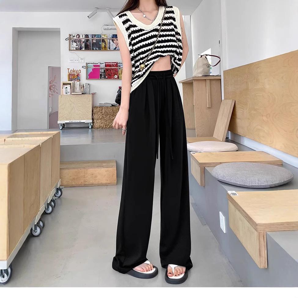 

Women s Japanese Style Gray Wide-Leg High-Waisted Pants - Loose, Slimming, and Perfect for Spring & Autumn L (106-115 jin)