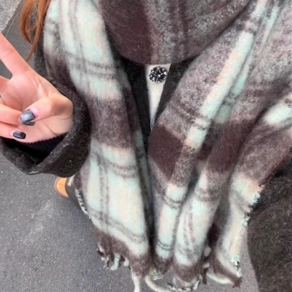 Long Tassel Winter Scarf Thicken Striped Wraps Fashion Large Shawl Women