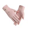Women's Cute Bear Embroidery Sun Gloves, UPF 50+ UV Protection, Breathable Mesh, Fingerless Gloves for Driving