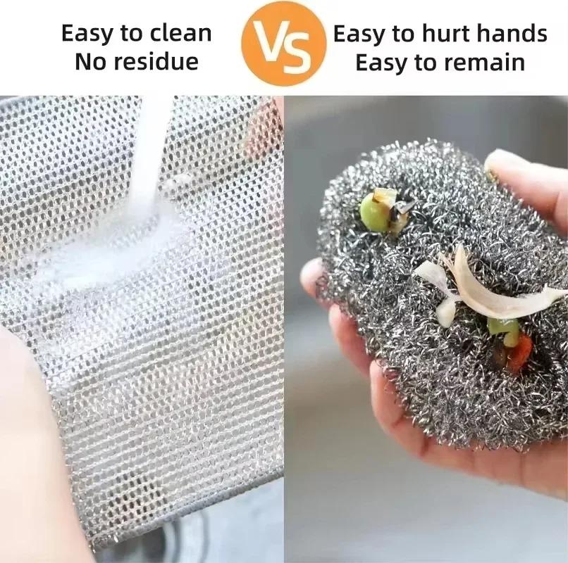 30pcs Metal Steel Wire Rags Cloth Home Kitchen Pot Pan Dishwashing Double-sided Dishcloth Cleaning Cloths Towel Scrubber Rag