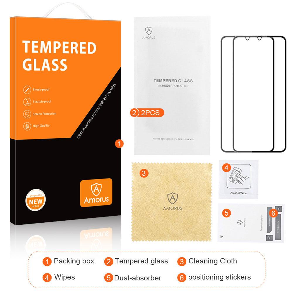 AMORUS 2Pcs For Samsung Galaxy A34 5G Tempered Glass Screen Protector Silk Printing Full Glue Full Screen Film