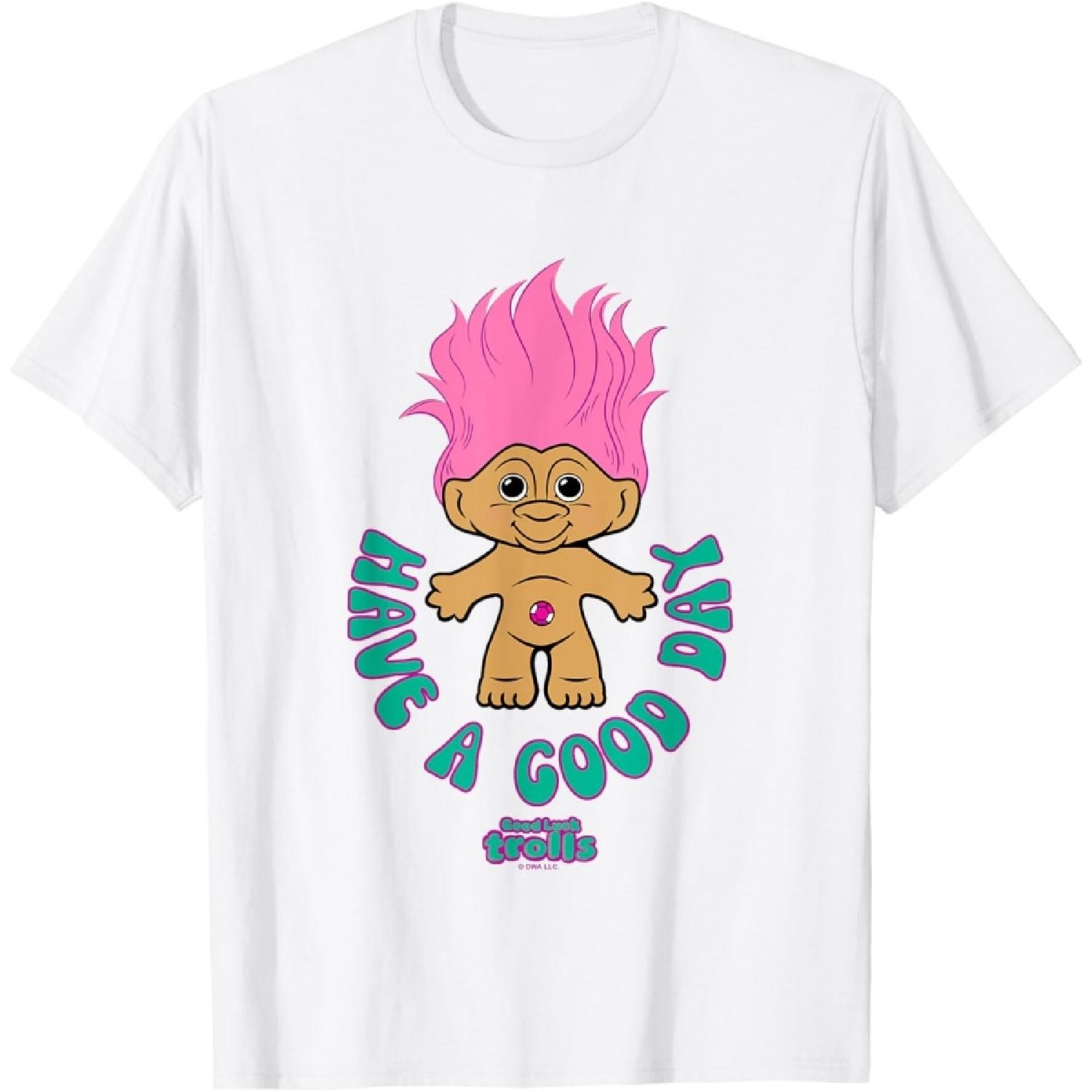 

Good Luck Trolls Have A Good Day Cute Pink Troll Chest Logo T-Shirt XXXXXL білий