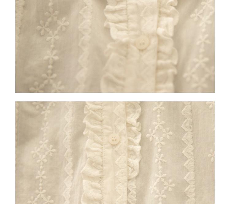 Korean Style Retro Evening Tea Embroidered Cotton Women's Shirt