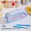 Girls Heart Canvas Pencil Case With Large Capacity And Lace Embroidery For School Supplies