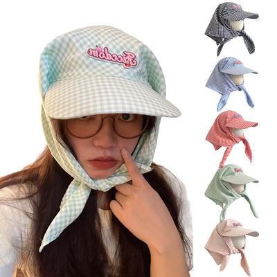 Women Baseball Hat Quick Drying Checkered Sports Hat with Embroidery Adjustable Hat Wear for Teenagers