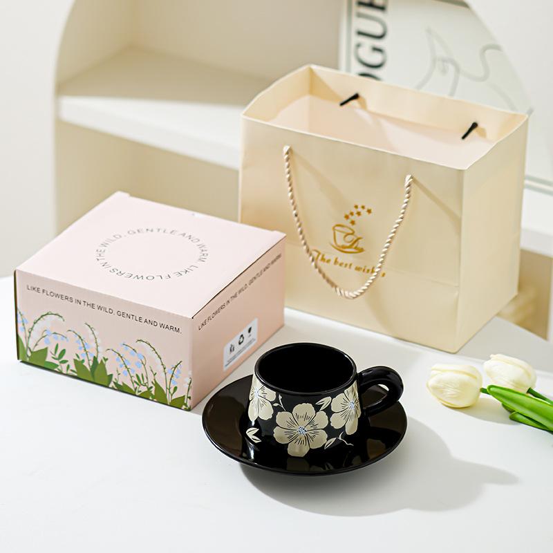 Creative Office Worker Afternoon Tea Coffee Cup Saucer Set Ceramic Cup High End Sense Housewarming Wedding Socks Gift Cup