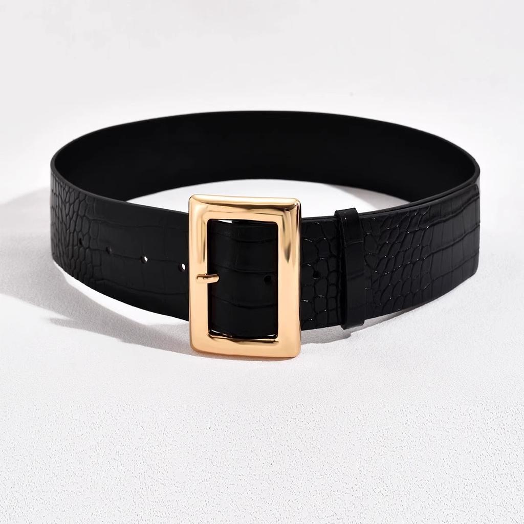 Fashionable Crocodile Pattern Belts for Woman 5.6cm Ultra Wide Belts Woman's Coat Accessories