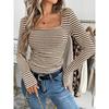 IHUASU Women's Fashion Casual Long Sleeve Square Collar Blouses & Shirts