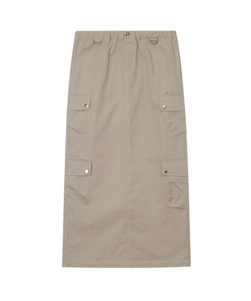 CRANK Washed Cargo Maxi Skirt_Beige
