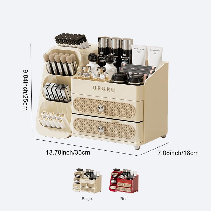 UFORU Makeup Organizer For Vanity, Countertop Organizer With Drawers, Spacious Cosmetic Display Case for Beauty Essential, Skinc