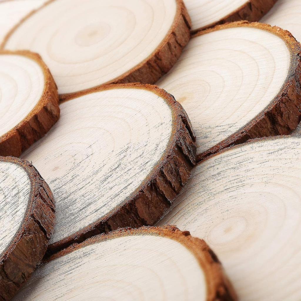 Fette di Legno 30 Pezzi 7-8cm Senza Foro Tronco Naturale Non Finito Cerchi di Legno Per Arte Regalo