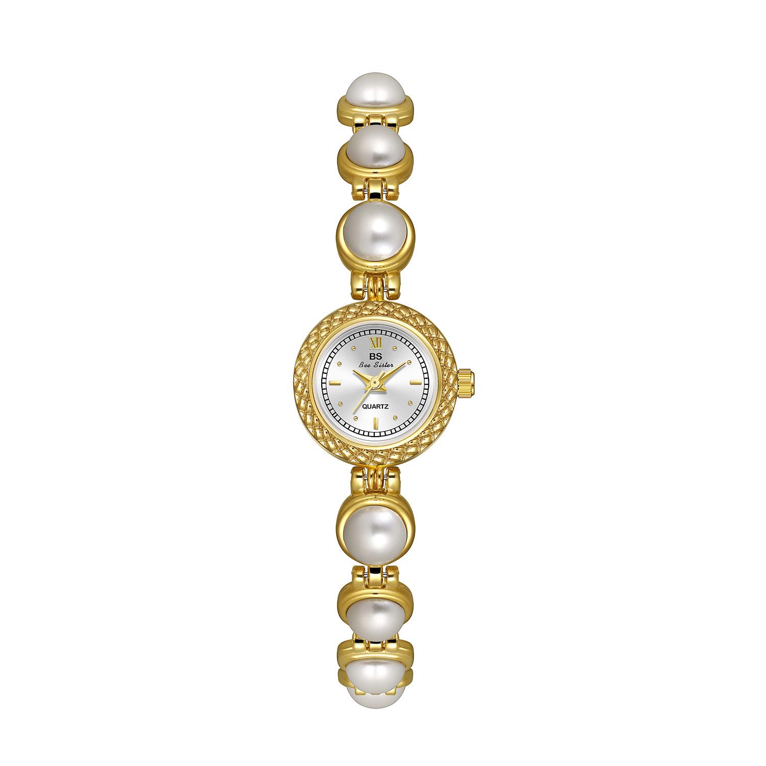 

BS Watch For Women Small Fragrance Medieval Luxury Pearl Bracelet Watch Temperament Waterproof Ladies Fashion Quartz Watches