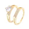 Elegant Geometric Women's Ring Set with Cubic Zirconia - Cross-border Couple Rings