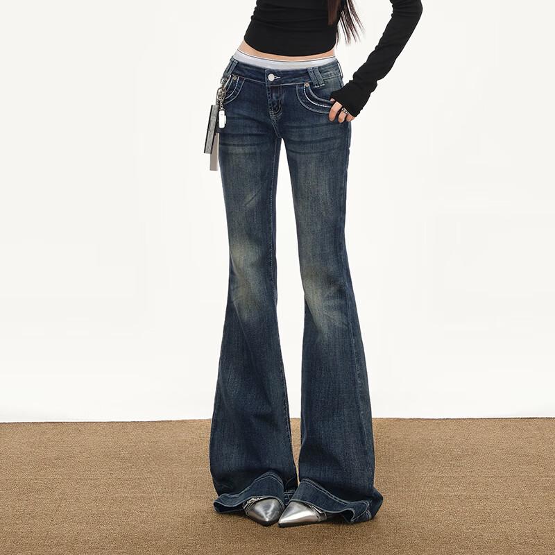 UNIFREE Women's Distressed High-Waist Bootcut Jeans