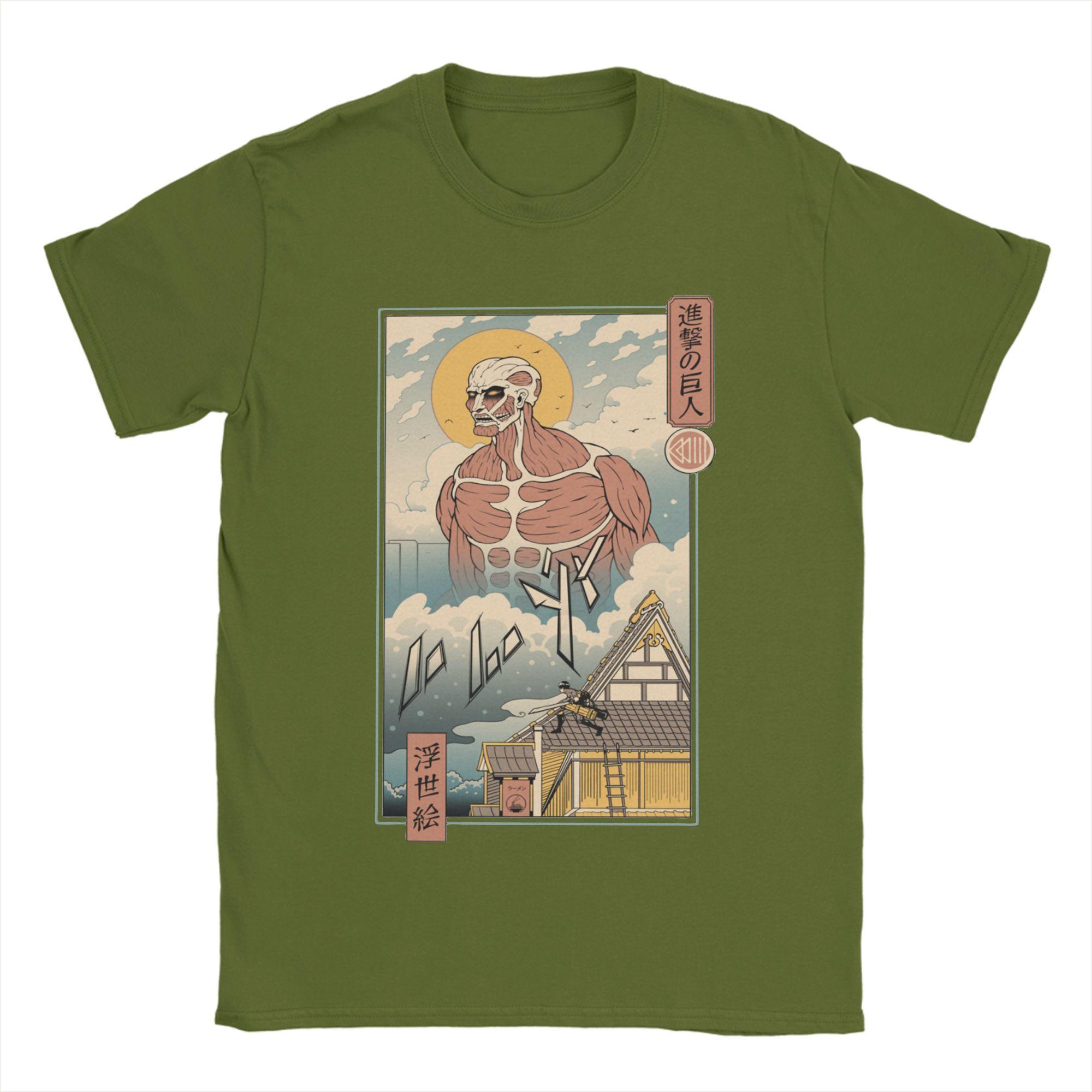 

Футболки Shingeki No Kyojin Мужские Хлопковые Повседневные Футболки с Круглым Вырезом Аниме AOT Атака Титанов Футболки с Коротким Рукавом Одежда Новинка 4XL