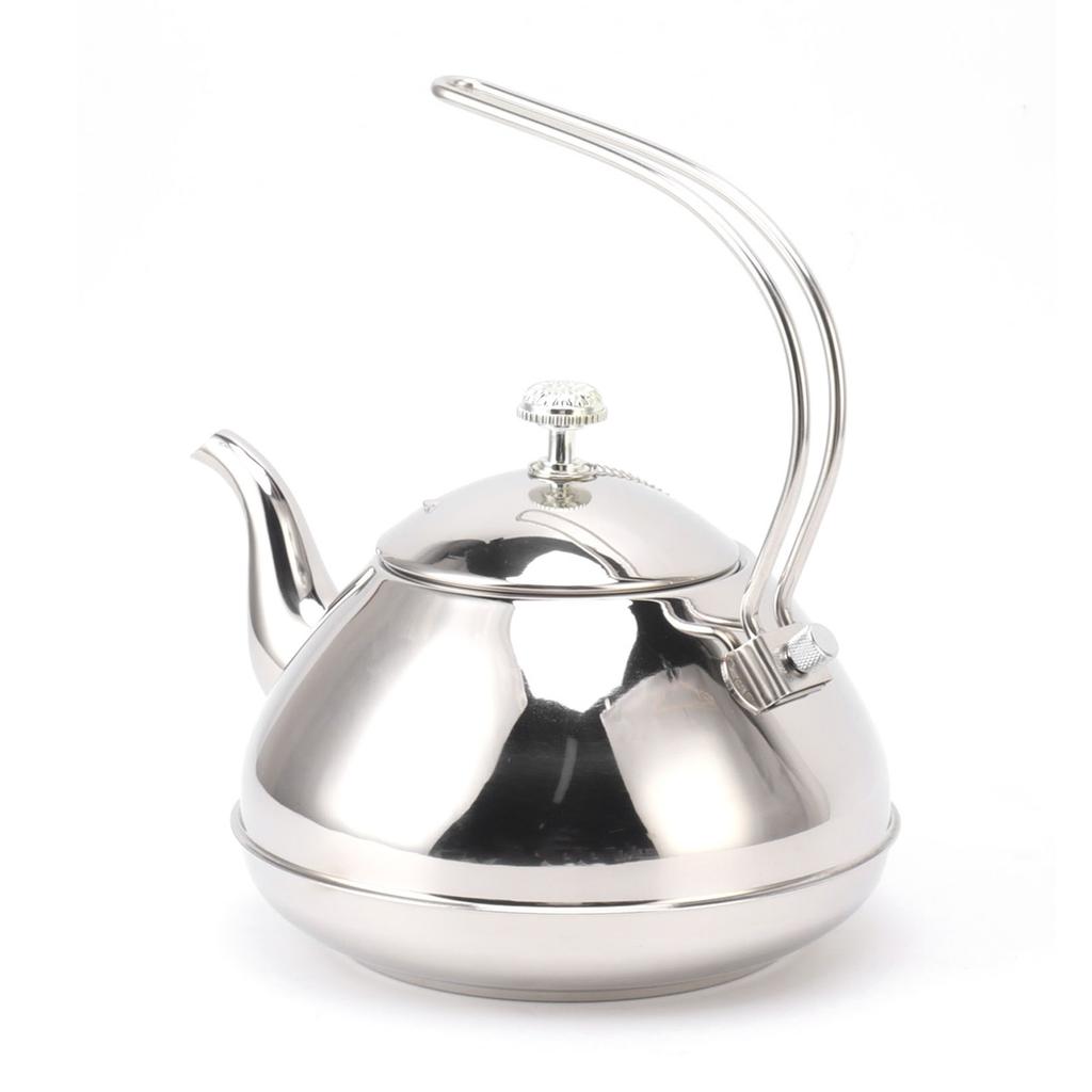 Stainless Steel Teapot Large Capacity Stovetop Kettle with Filter for Home Camping 1.5L Silver