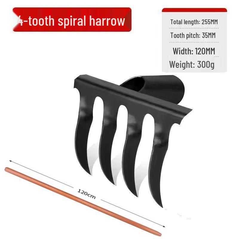 Manganese Steel Hand-Forged Spiral Rake: Multifunctional Garden Tool