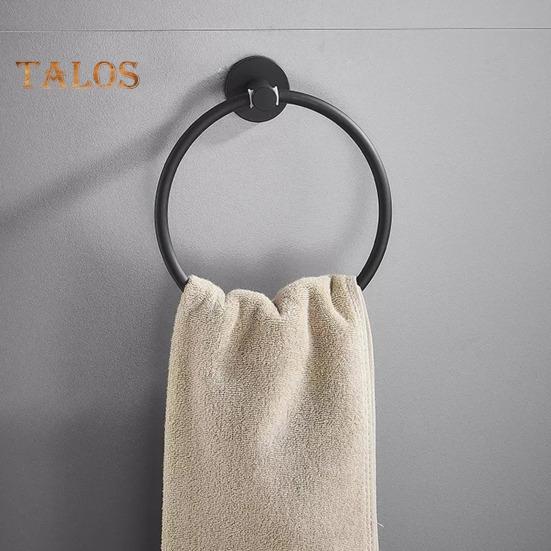 Suction Cup Towel Ring Wall-Mounted Metal Holder Solid Color Easy To Install Bathroom Hand Towel Holder Hanger Hook