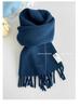 Korea selection 111 pure fringed scarf women's autumn and winter high-density solid color thickened warm versatile plush scarf