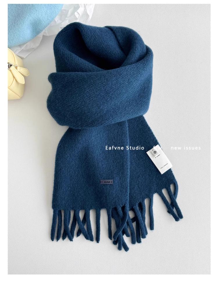 Korea selection 111 pure fringed scarf women's autumn and winter high-density solid color thickened warm versatile plush scarf