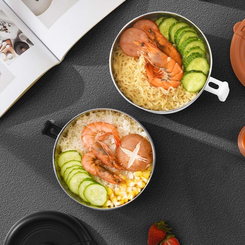 Durable 304 Stainless Steel Bowl with Timers Function Food Container Ramen Bowl Noodles Bowls Perfect for Kitchen Dorms
