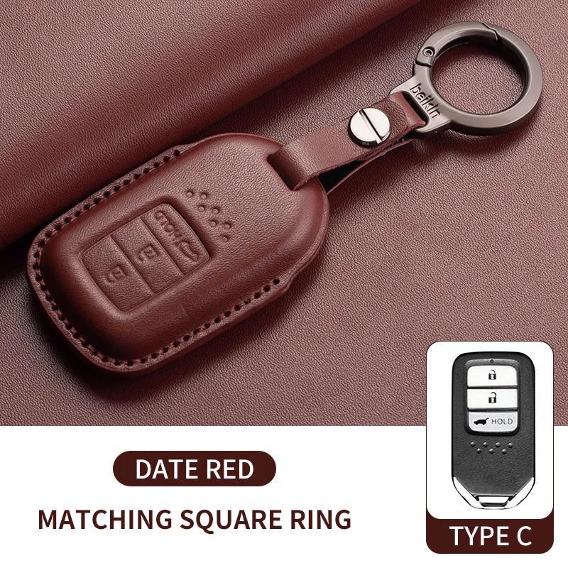 Leather Car Remote Key Case Cover Shell for Honda Civic 11th 2022 for Honda 2022 2023 2024 Civic for Accord CR-V HR-V Pilot