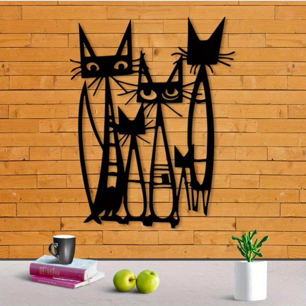 Stylish Metal Cat Wall Art Sculpture Home Decor for Living Room Bedroom Office Christmas Gift