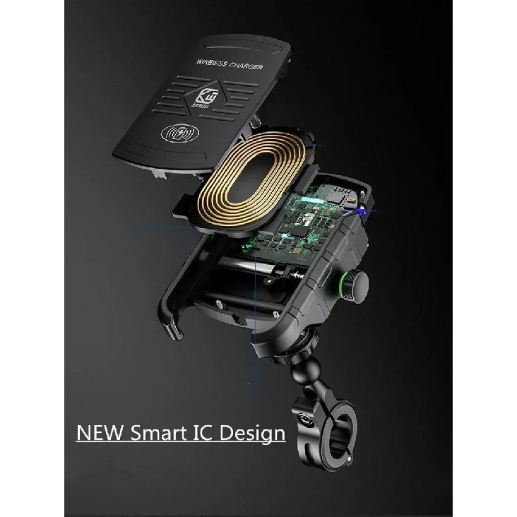 Motorcycle Holder With Wireless Charge Motorbike QC3.0 Fast Charg Cell Phone Wireless Holder Handlebar Mount Stand GPS Holder