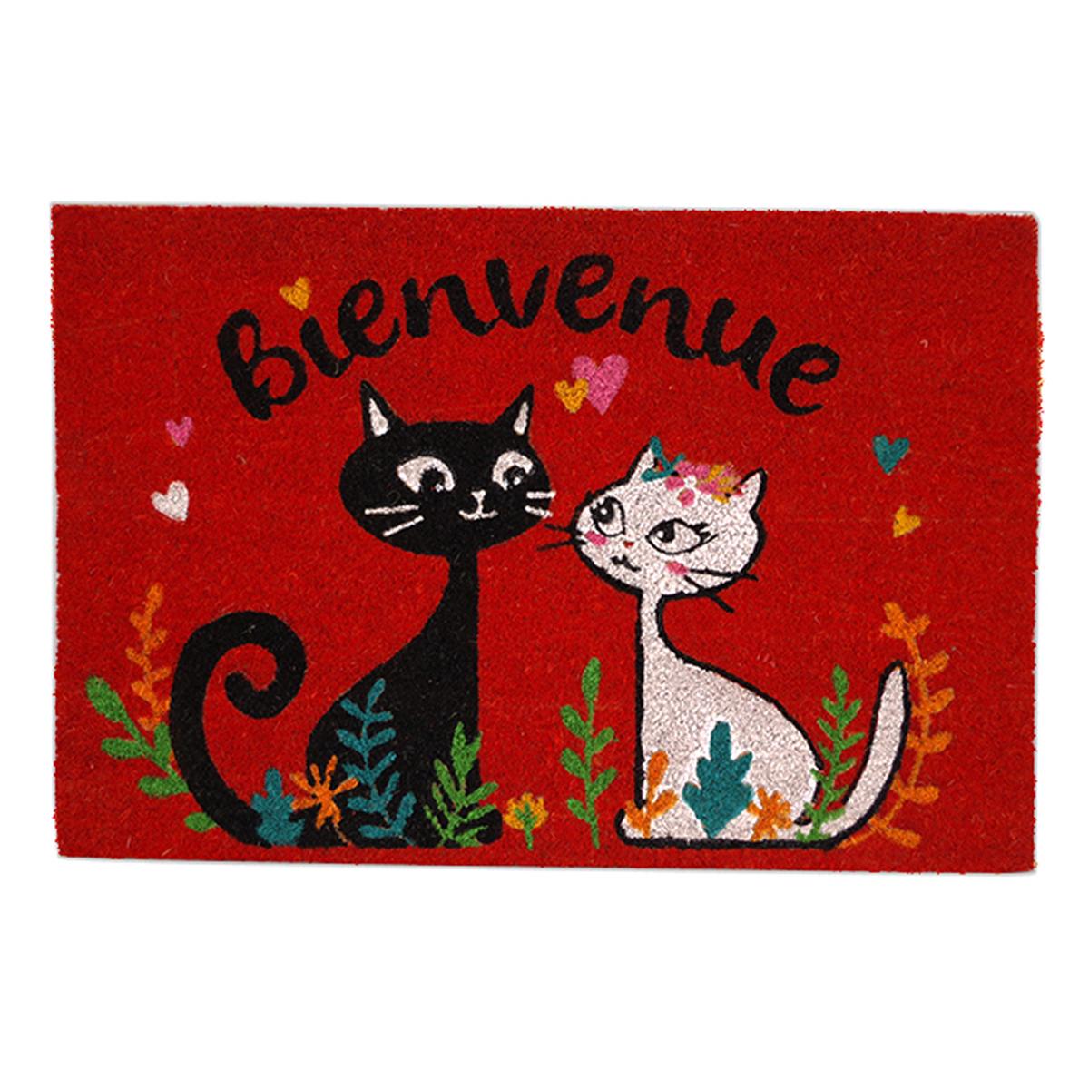 

Les Trésors De Lily [R6781] - Соломенный придверный коврик Cats красный - 60x40 см (Добро пожаловать) красный