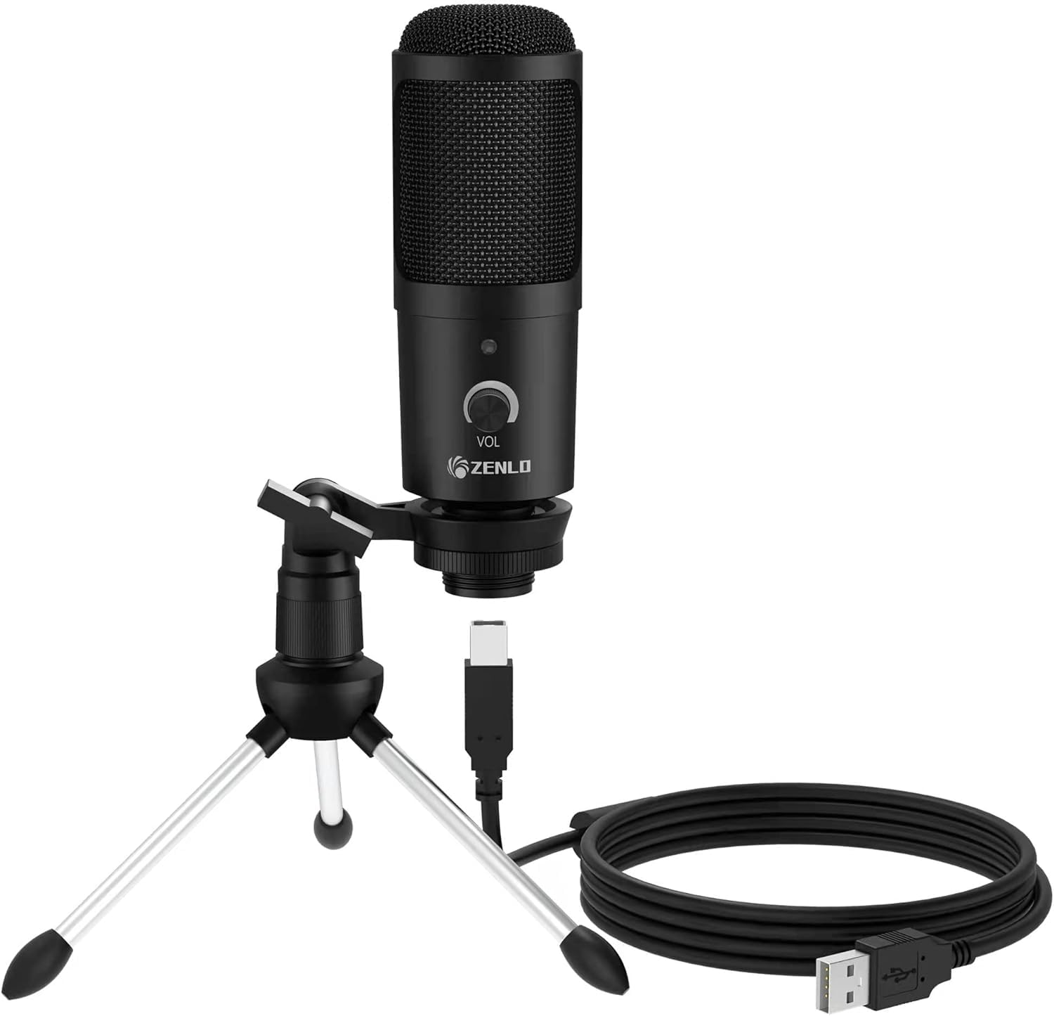 

Condenser Microphone for PC, Recording Microphone, Unidirectional, Tripod Stand Included, Volume Control, Game Commentary, Skype, Working from Home,