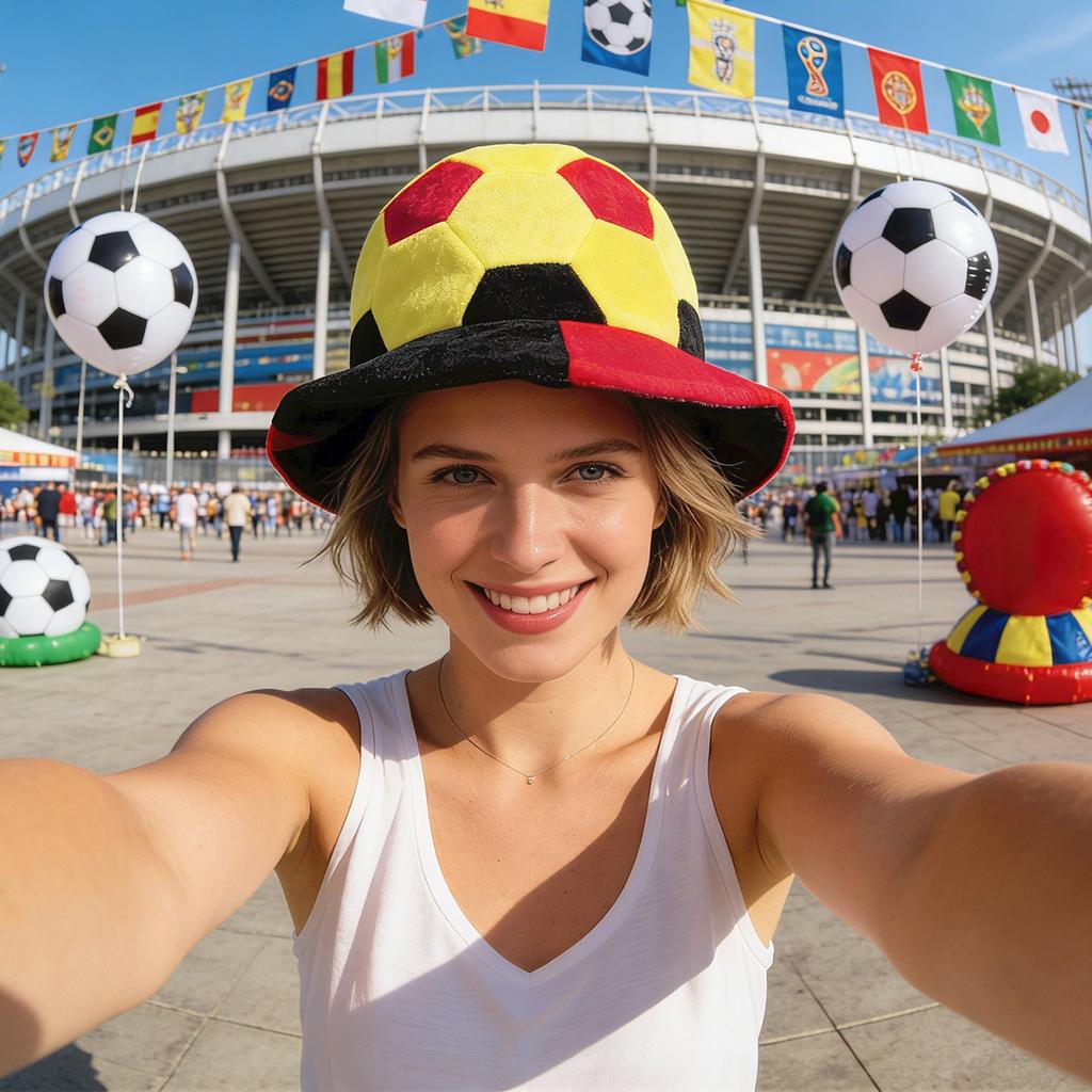 Plush Soccer Ball Themed Hat Soft Fabric Novelty Cap for Parties Events Festivals and Costume Accessories