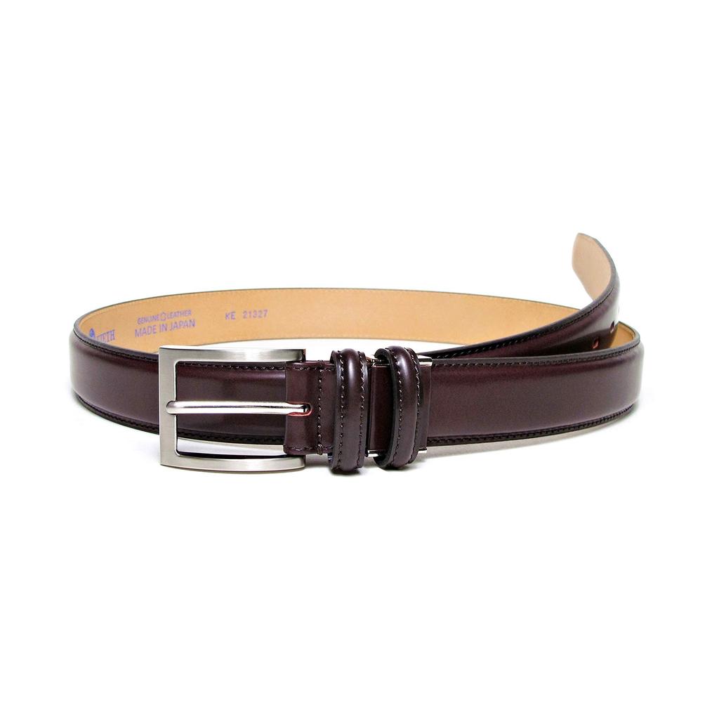 [KIETH] Men's Business Belt, Cordovan-style Cowhide Leather, Wine Color, 30mm Width, Adjustable Size, Made In Japan, KE21327-69