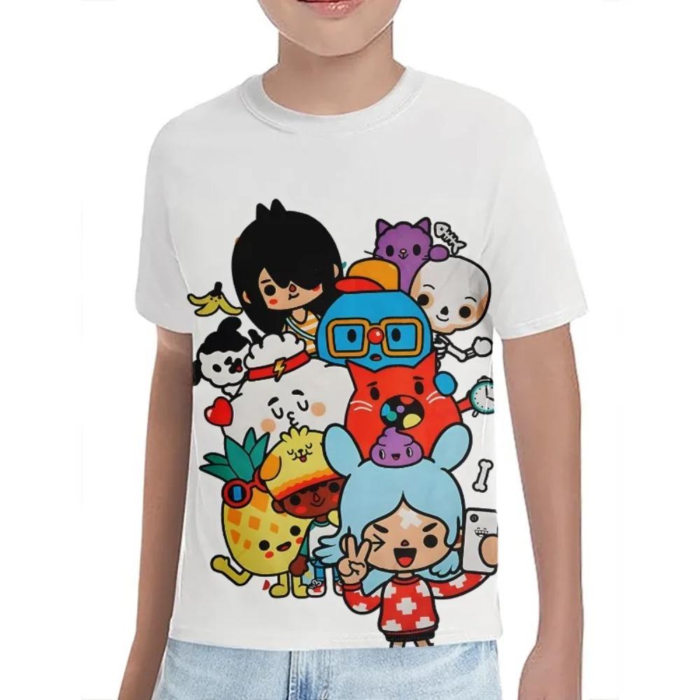 Summer Cartoon Print Toca Life World Kids T Shirts New Style Fashion Christma 3DCartoon Print Childrens Clothing Crewneck Tees Kids 3D Print Clothing