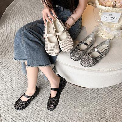 Compilation of Hollow Breathable Word Belt Versatile Casual Single Shoes Women's 2025 New Summer Fashion Flat Mary Jane Shoes