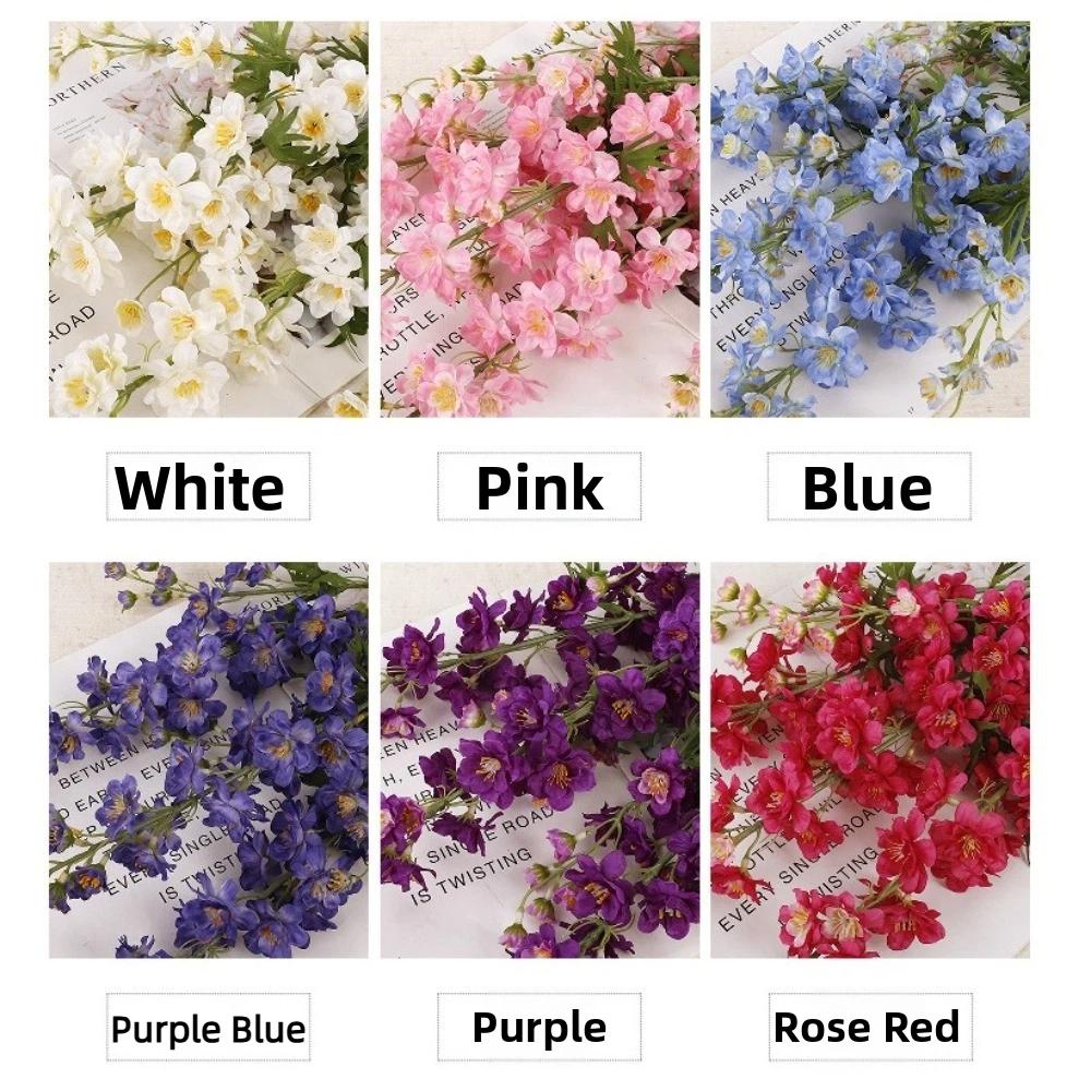 Green Leaves Artificial Larkspur Flower Real Touch Fake Flower  Teacher's Day