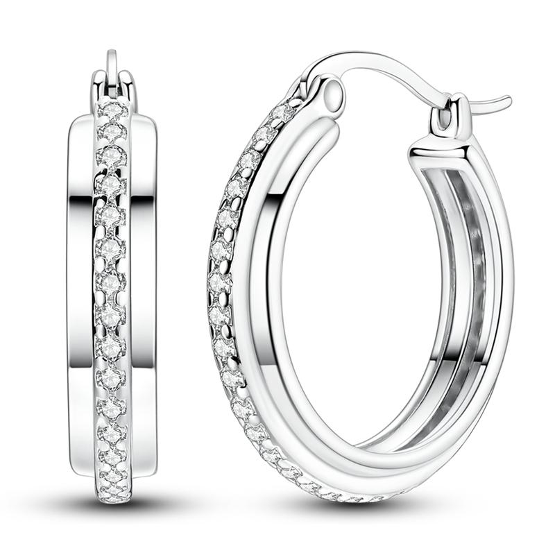 New 925 Silver Earrings Simple Bow Strawberry Butterfly Hoop Stud Earrings for Wedding Party Women Jewelry Girls